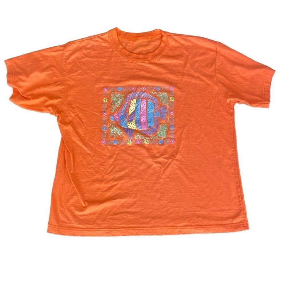 Vintage Fish T Shirt Summer Orange